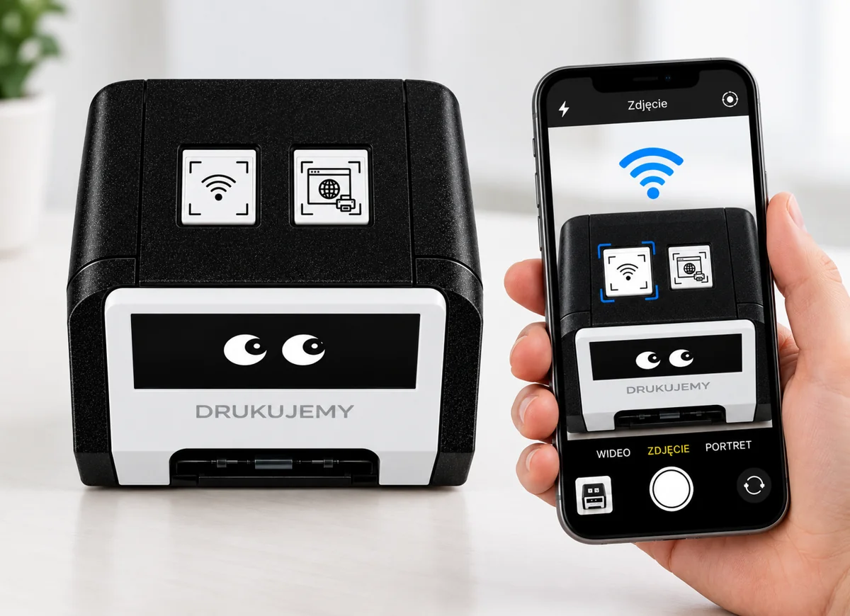 Telefon łączący się z siecią Wi-Fi drukarki